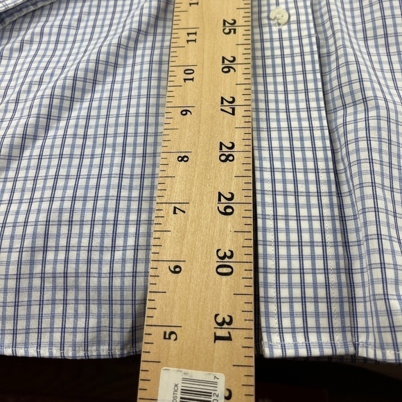Croft & Barrow Button Up Shirt Mens 17 34/35 No Iron Classic Fit Blue Plaid - Picture 6 of 8